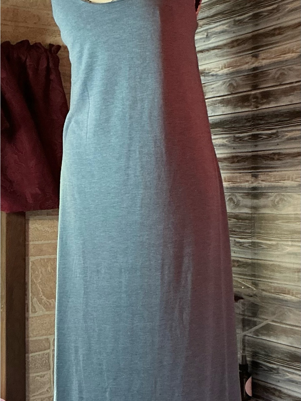 ★ Gray Maxi Tank Dress Soft Stretch Casual Lounge Minimalist - Picture 4 of 7